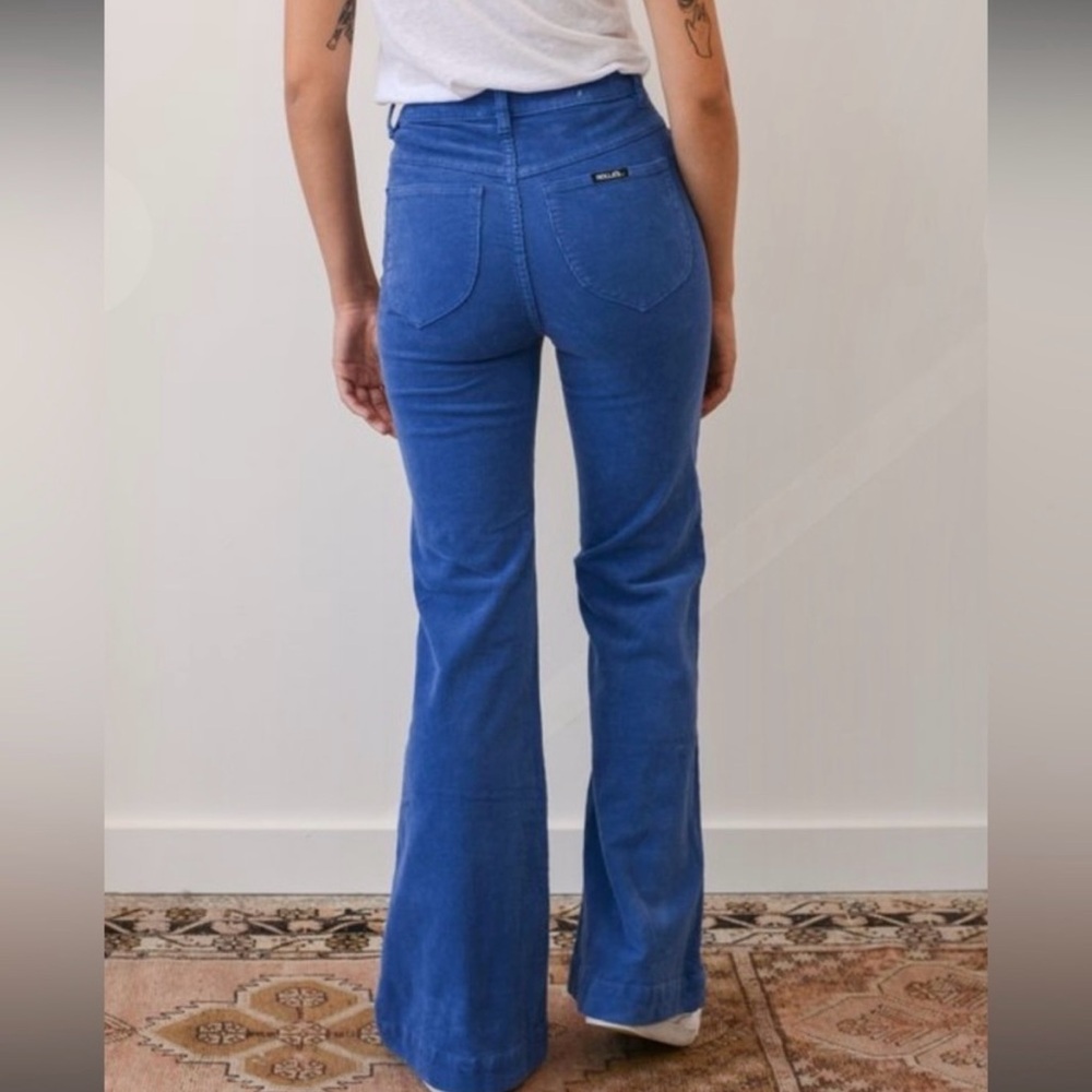 Rolla's Corduroy East Coast Flare French Blue Cord High Rise Flare Pants 26